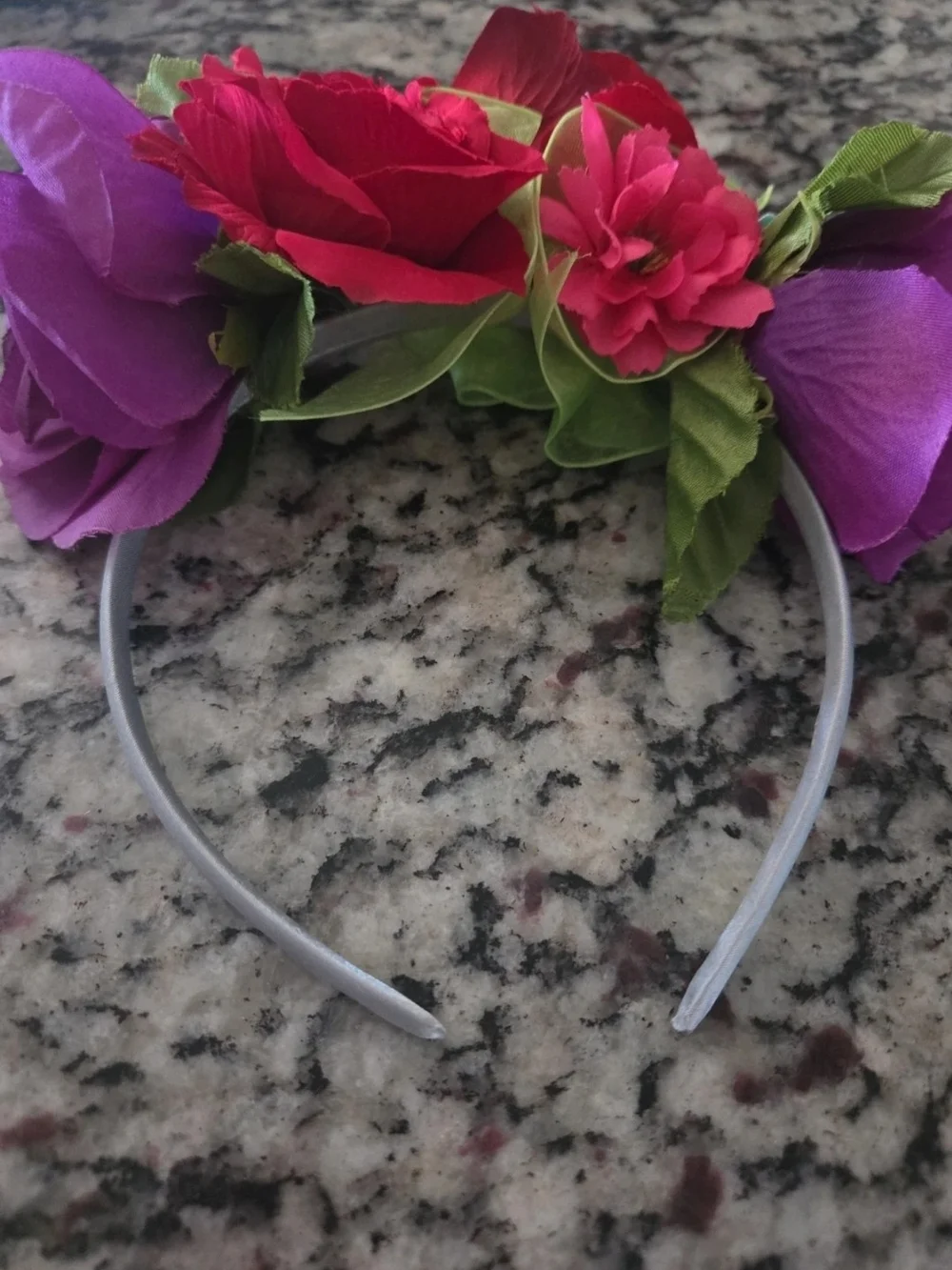 Floral Kids Headband with Pink and Purple Flowers
